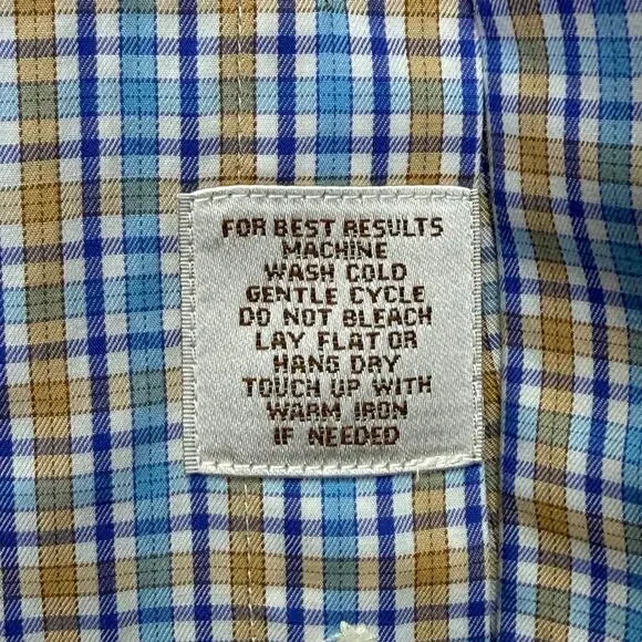 Peter Millar Mens XL Blue Orange Plaid Button Down Shirt Classic Fit FL Gators - Picture 7 of 8